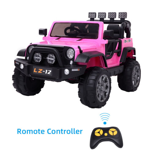 Premium 12V Pink Jeep Ride-On Toy with Remote Control for Kids - Rechargeable Battery, 4 mph Speed