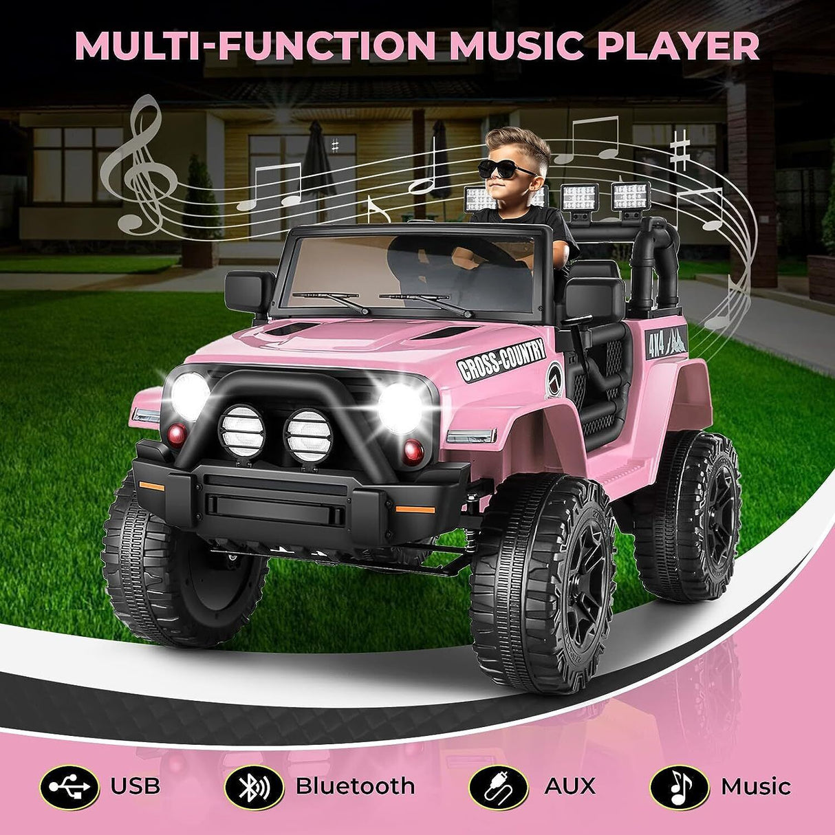 Electric Ride-On Truck for Kids with Remote Control, USB & AUX, 3-Speeds, and Anti-Slip Features