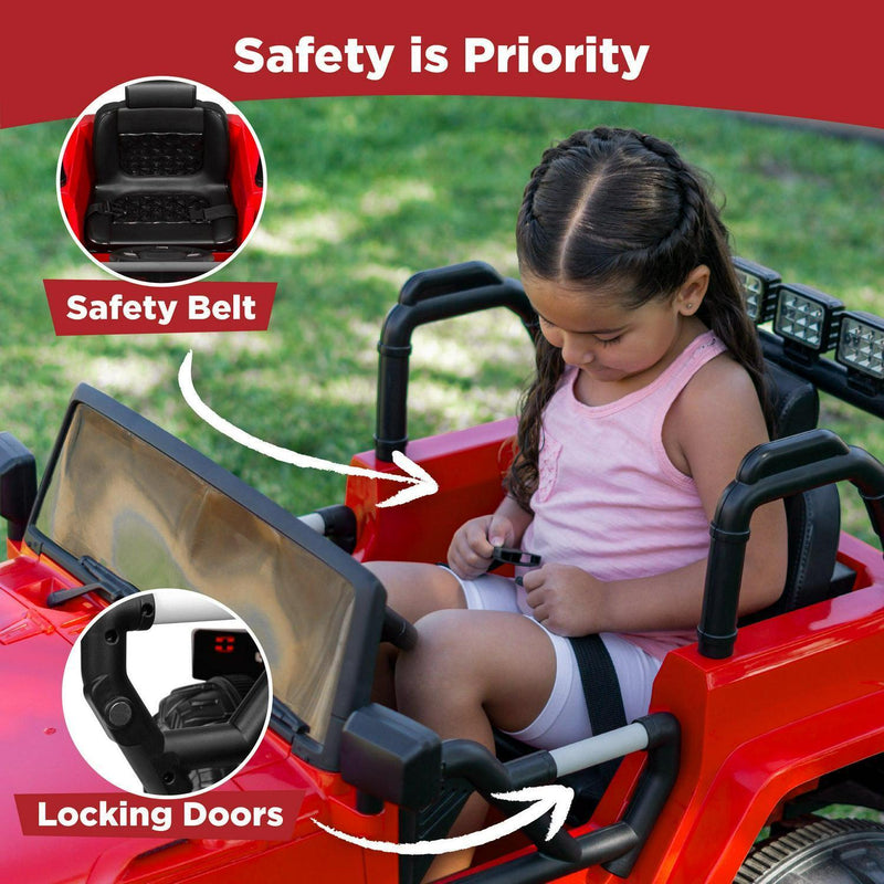 Premium 12V Ride-On Truck for Kids with 3 Speeds, LED Lights, Remote Control, and Bluetooth Connectivity