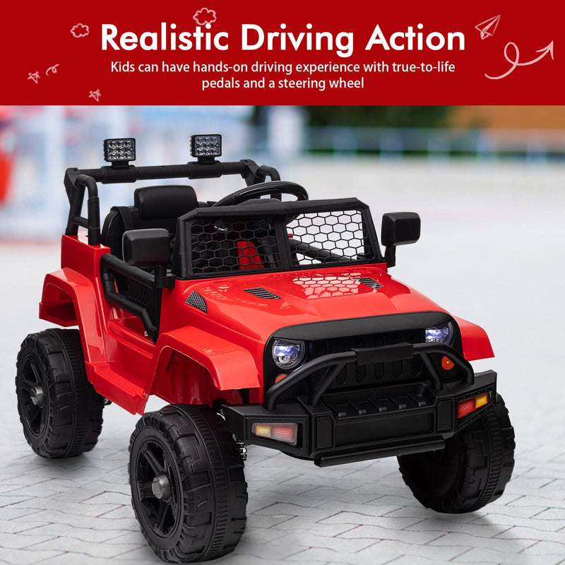 Premium 12V Ride-On Truck for Kids with 3 Speeds, Spring Suspension, Remote Control, and Lockable Door