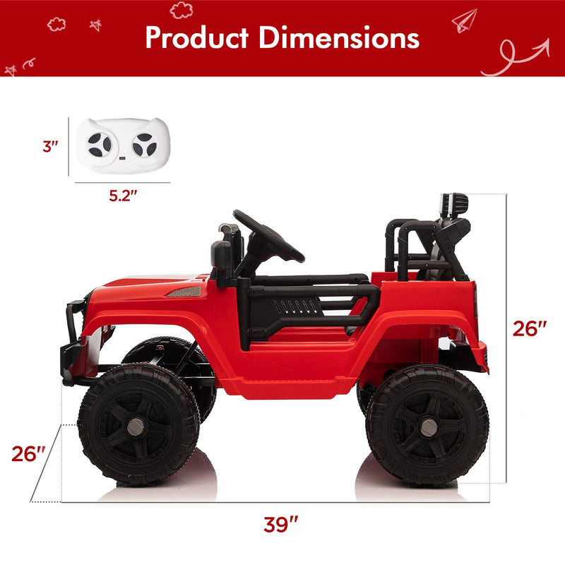 Premium 12V Ride-On Truck for Kids with 3 Speeds, Spring Suspension, Remote Control, and Lockable Door