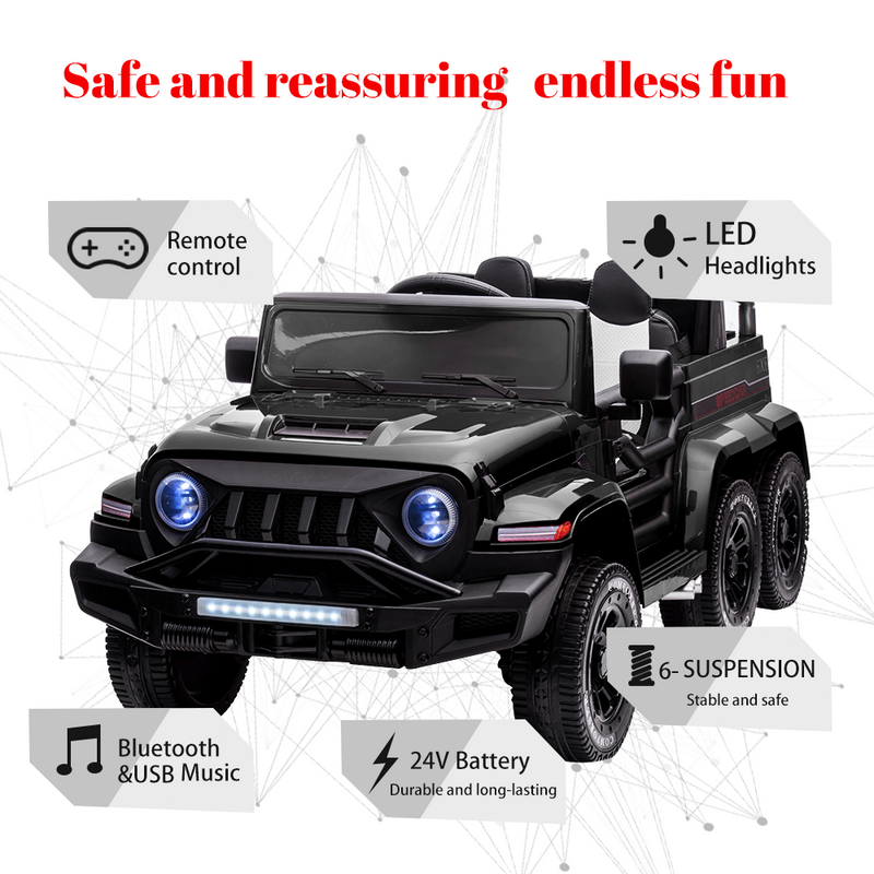Premium 2-Seater Electric Ride-On Car for Kids with Remote Control - 24V Power and 6 Wheels