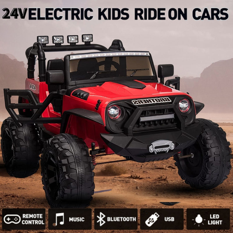 2-Seater Electric Ride-On Jeep with Remote Control, LED Lights, and MP3 Player - 24V 2x200W Power for Kids