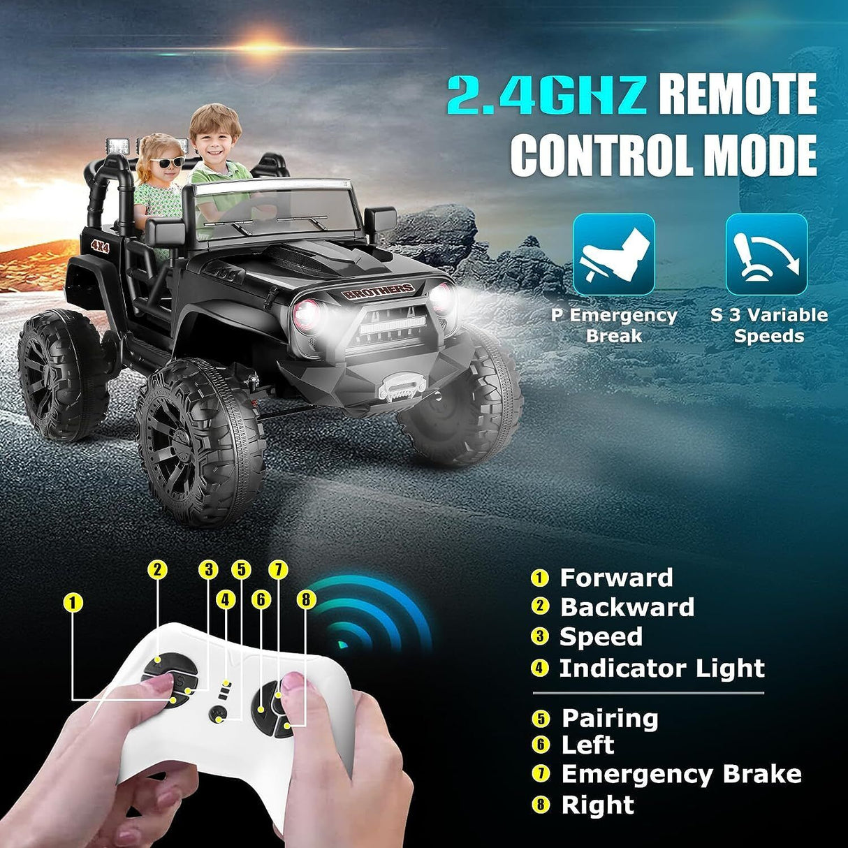 24V 2x200W Electric Ride-On Car for Kids with Remote Control - 2 Seater