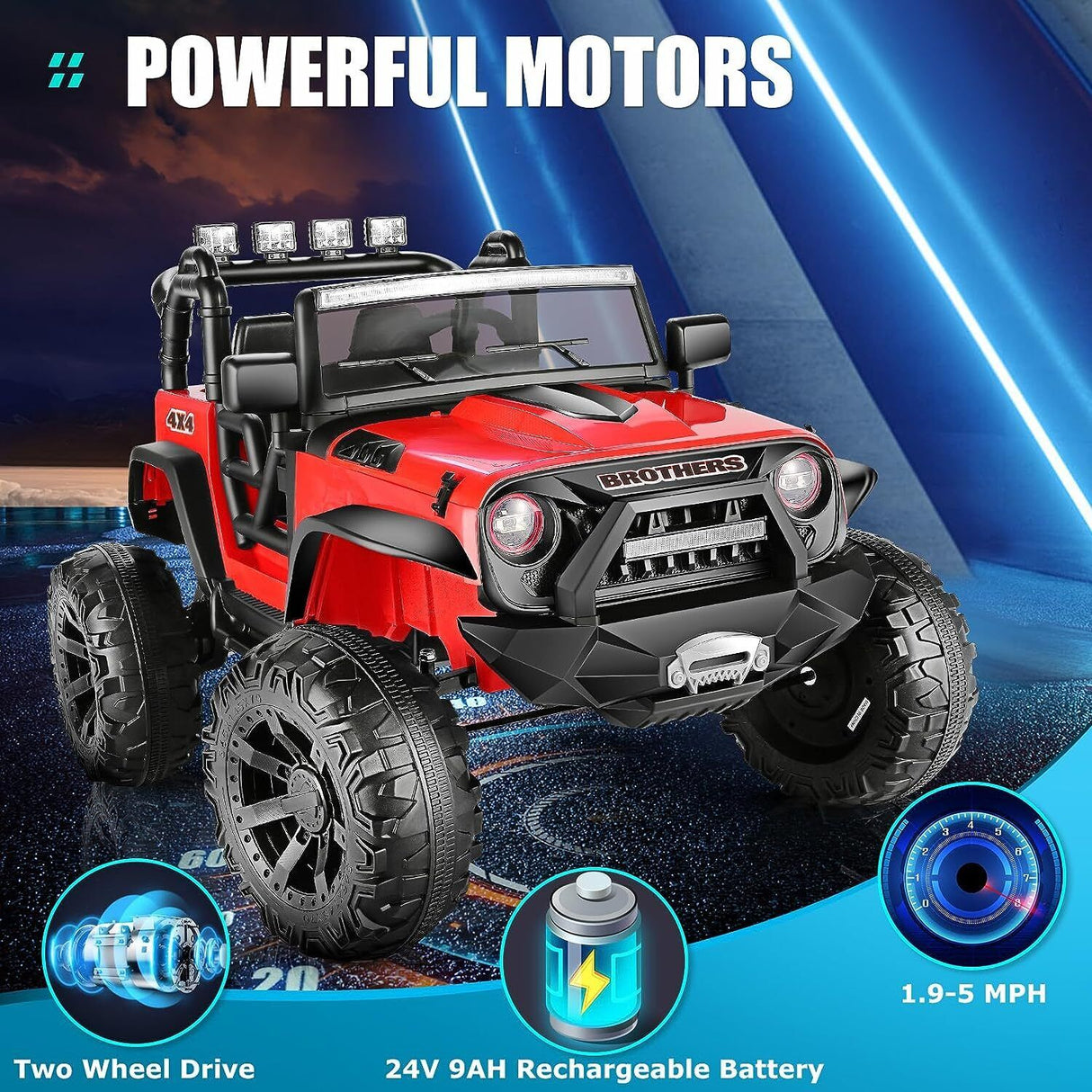 Electric 2-Seater Ride On Car for Kids with Remote Control - 24V 2x200W 2WD Toy Vehicle