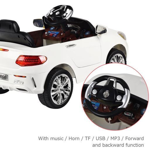 Premium 6V Kids Ride-On Car with Remote Control and LED Lights - White