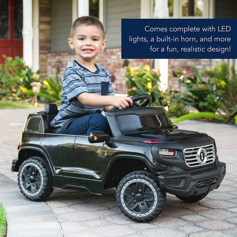 Premium 6V Ride-On Truck with Parental Remote, 3 Speeds, and LED Lights - Black