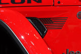 Premium Cast Matte Black Vinyl Flag Decals for Wrangler JL and Gladiator Fender Ventsx2