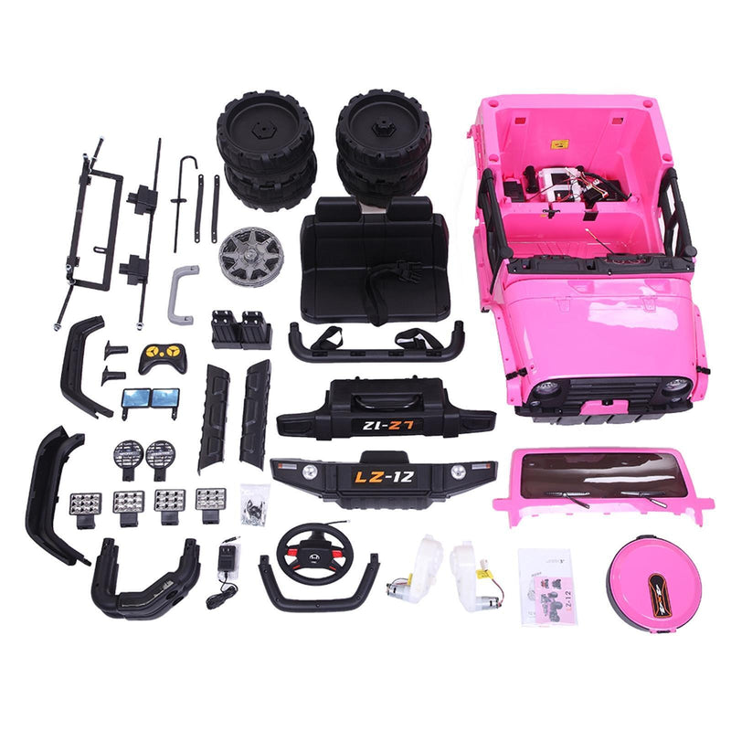 Premium Pink Kids Ride On Car with Seat Belt, Music, Lights, and Parental Remote Control