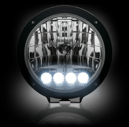 6" Round 6,250K HID Driving Light Four 6,250K LED Daytime Running Lights Chrome Internal Housing