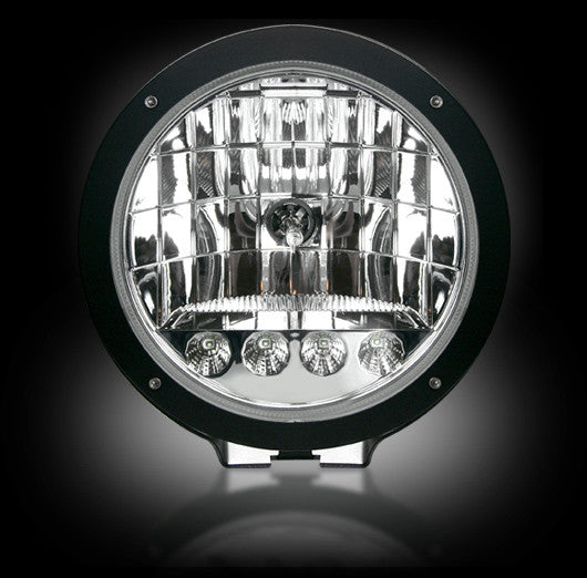 6" Round 6,250K HID Driving Light Four 6,250K LED Daytime Running Lights Chrome Internal Housing
