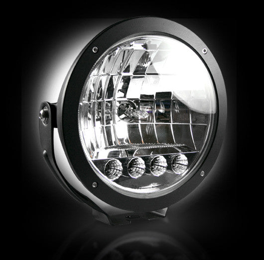 6" Round 6,250K HID Driving Light Four 6,250K LED Daytime Running Lights Chrome Internal Housing