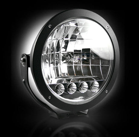 6" Round 6,250K HID Driving Light Four 6,250K LED Daytime Running Lights Chrome Internal Housing
