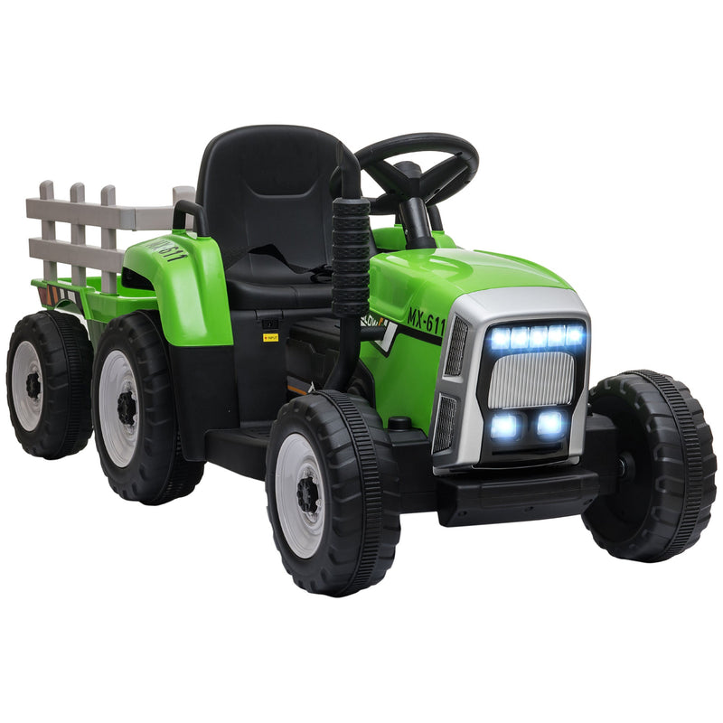 12V Electric Tractor with Trailer and Dual Motors for Kids
