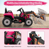 RC Electric Excavator Ride-On Toy Tractor for Kids with 2.4GHz Remote Control - 12V