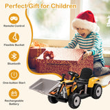 RC Electric Excavator Ride-On Toy Tractor for Kids with 2.4GHz Remote Control - 12V
