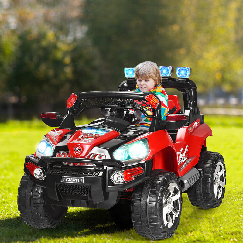 RC Ride-On Truck with LED Lights, MP3 Player, and Remote Control - Perfect Christmas Gift for Kids