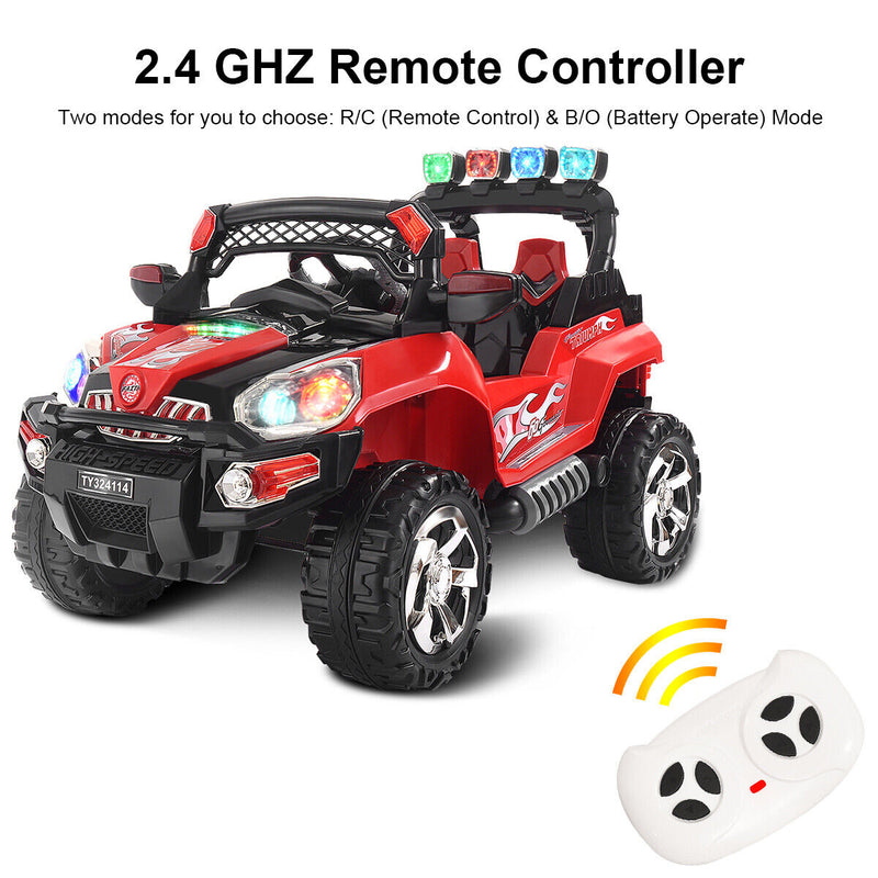 RC Ride-On Truck with LED Lights, MP3 Player, and Remote Control - Perfect Christmas Gift for Kids