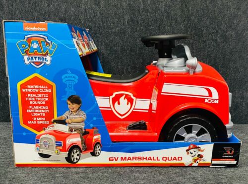 Realistic Firetruck Sounds 6 Volt Marshall Quad Ride On for Kids by Dynacra