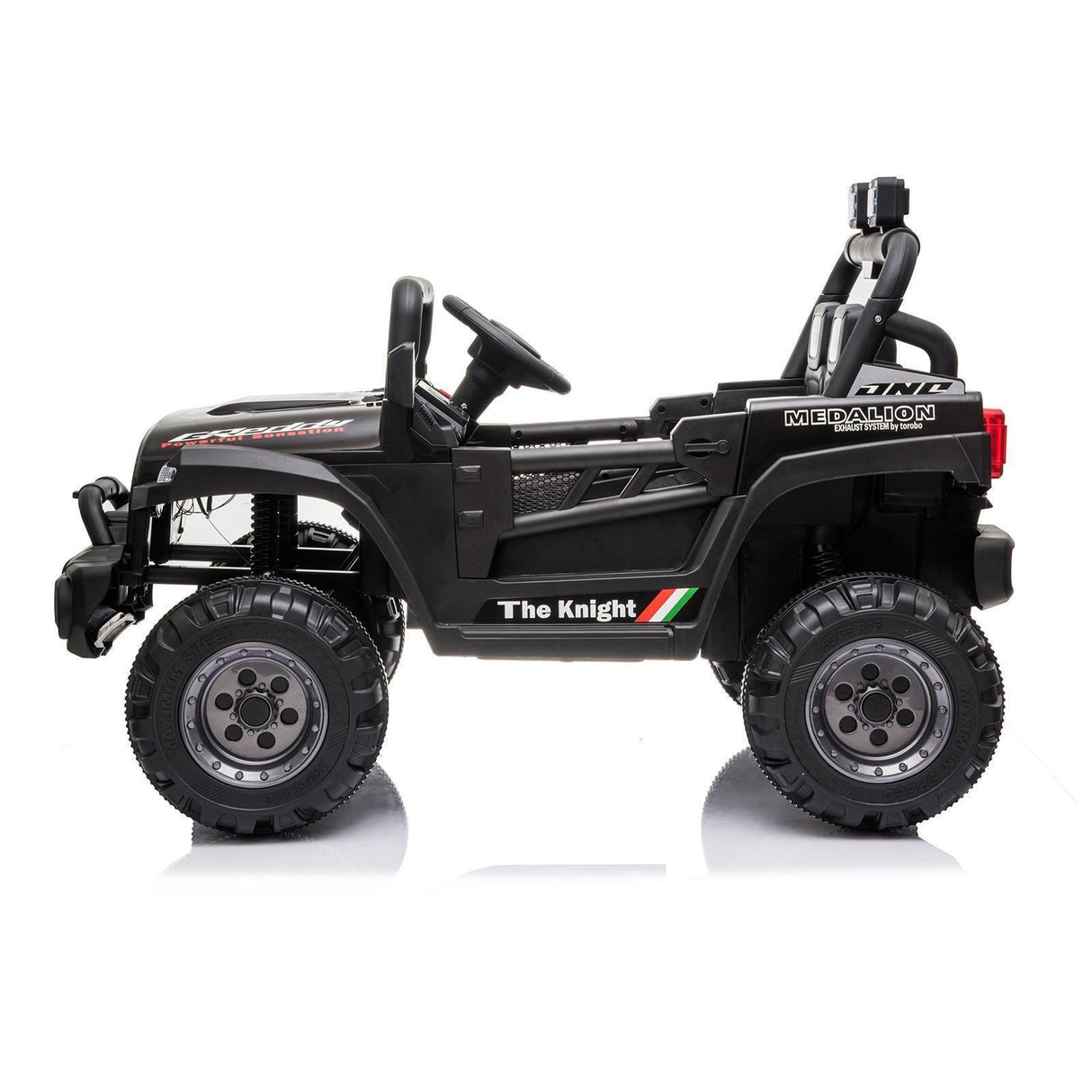 Rechargeable Electric Car Toy with Adjustable Seat Belt and 3 Speeds - Black