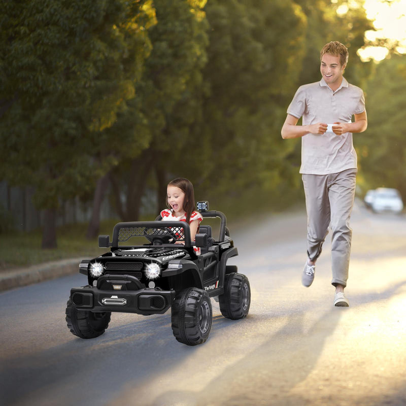 Rechargeable Electric Car Toy with Adjustable Seat Belt and 3 Speeds - Black