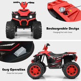 Red 12V Electric ATV Quad for Kids with 2-Speeds and LED Lights