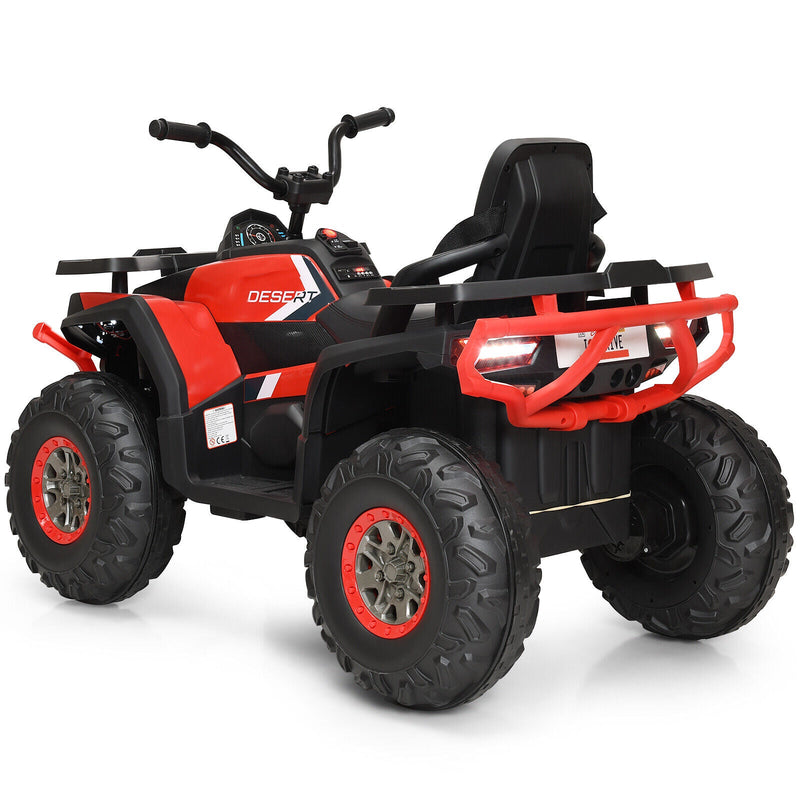 Red 12V Electric ATV Quad for Kids with 2 Speeds, MP3 Player, and LED Lights