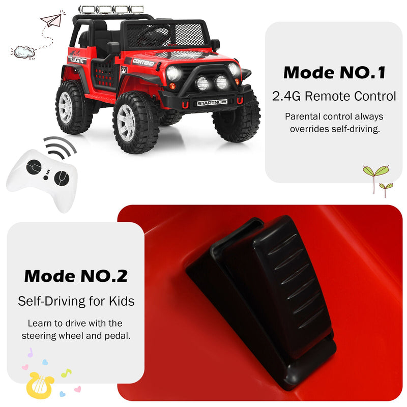 Red 12V Electric Kids Ride On Car Truck with MP3 Player, Horn, and Remote Control