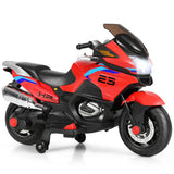 Red 12V Electric Kids Ride On Motorcycle with Training Wheels