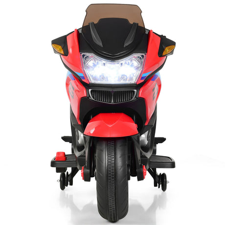 Red 12V Electric Kids Ride On Motorcycle with Training Wheels