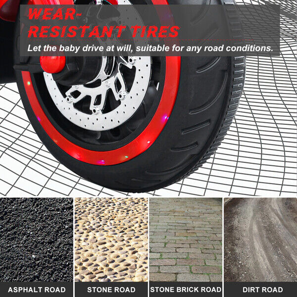 Red 12V Electric Motorbike for Kids with Training Wheels - Ride-On Motorcycle