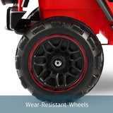 Red 12V Electric Ride-On Car with RC, LED Lights, USB, MP3, and Cover for Kids