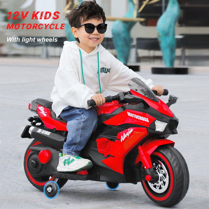 Red 12V Electric Ride-On Motorcycle for Kids