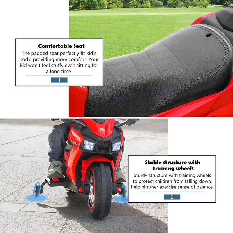 Red 12V Electric Ride-On Motorcycle for Kids