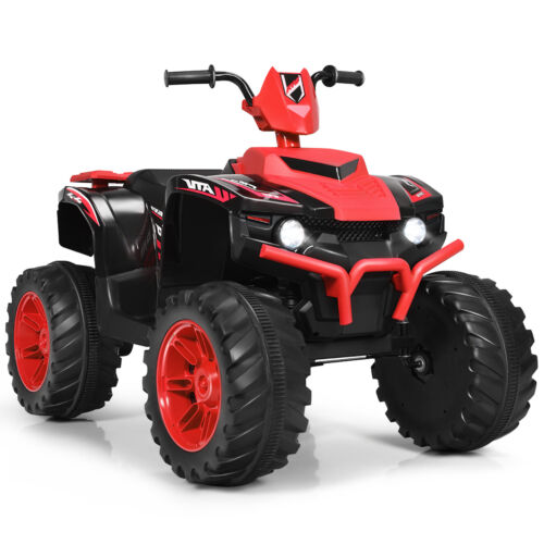 Red 12V Kids ATV Quad Ride On Car with LED Light and Music Toy