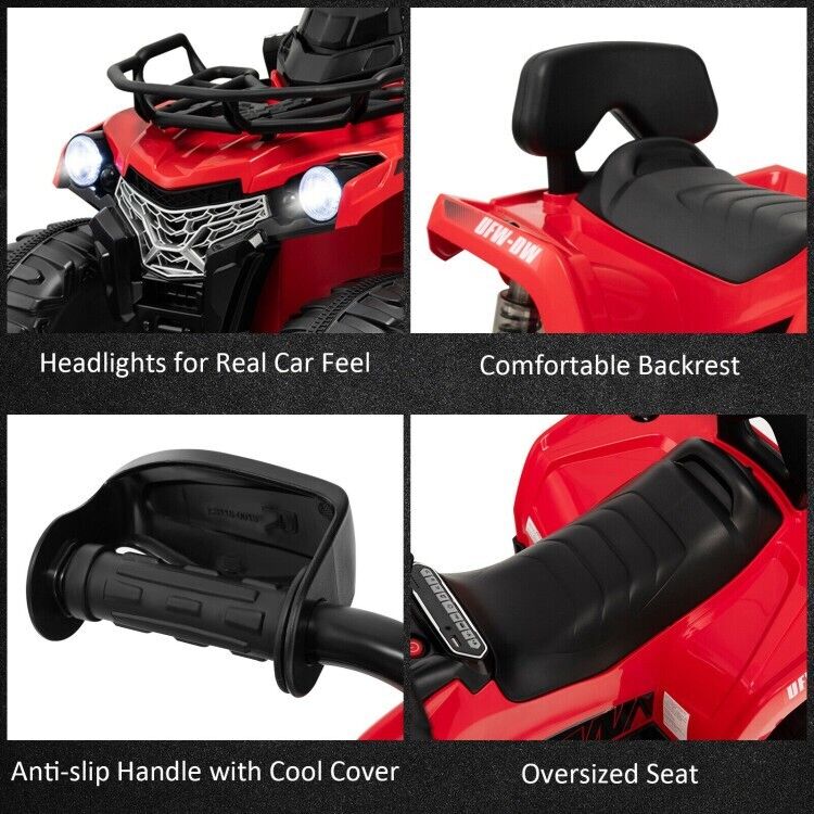 Red 12V Kids ATV Ride-On Car with MP3 Player and Headlights - Perfect Gift for Children