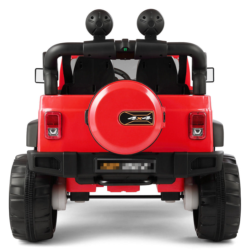 12V Two-Seater Electric Kids Ride On Car Truck with LED Lights, Music, Cover, and Remote Control