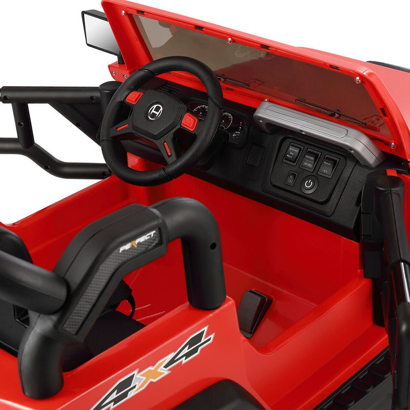 12V Double-Seater Electric Ride-On Truck for Kids with MP3, LED Lights, Cover, and Remote Control