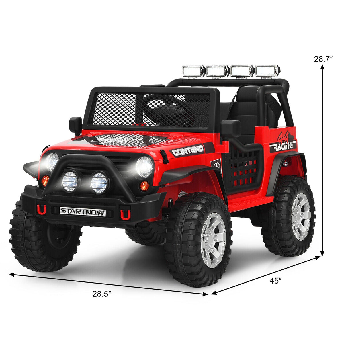 Red 12V Kids Ride On Truck with Remote Control & Lights - Electric Car for Endless Fun!