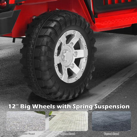 Red 12V Kids Ride On Truck with Remote Control and Lights