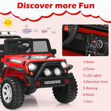Red 12V Kids Ride On Truck with Remote Control, Lights, and Music