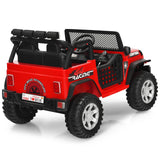 Red 12V Kids Ride On Truck with Remote Control, Lights, and Music