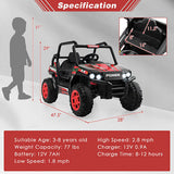 Red 12V Kids UTV Ride on Car with Remote Control, Music, and LED Lights