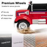 Red 12V Licensed Freightliner Kids Ride On Truck with Dump Box and Lights - Remote Control Included