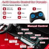 Red 2-Seater Battery Powered Ride-On Car with 3-Point Seat Belts and Doors