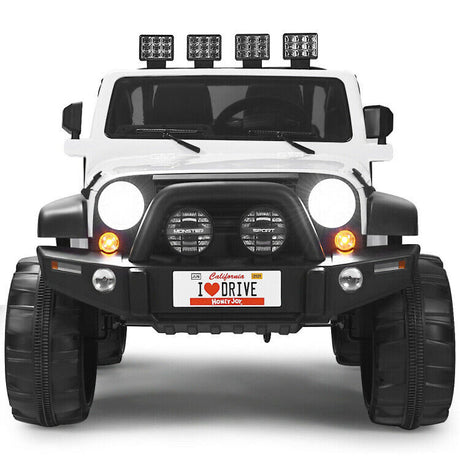 Red 2-Seater Ride on Car Truck with Remote Control, LED Lights, Storage, and USB Port for Kids