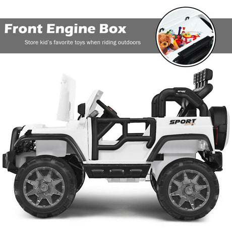Red 2-Seater Ride on Car Truck with Remote Control, LED Lights, Storage, and USB Port for Kids