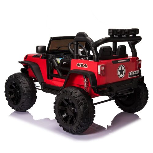 Red 24V Electric Ride On Car Truck for Kids with MP3, USB, LED Lights, and Remote Control