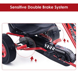 Red 4-Wheel Pedal Go Kart for Kids with Adjustable Seat - Honeyjoy Ride On Toy