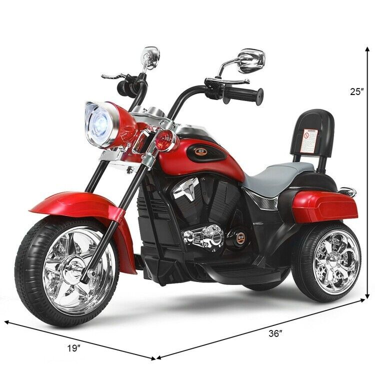 Red 6V Kids Chopper Motorcycle with Headlight and Music